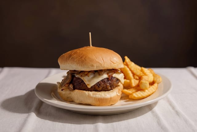 Mushroom & Swiss Burger.